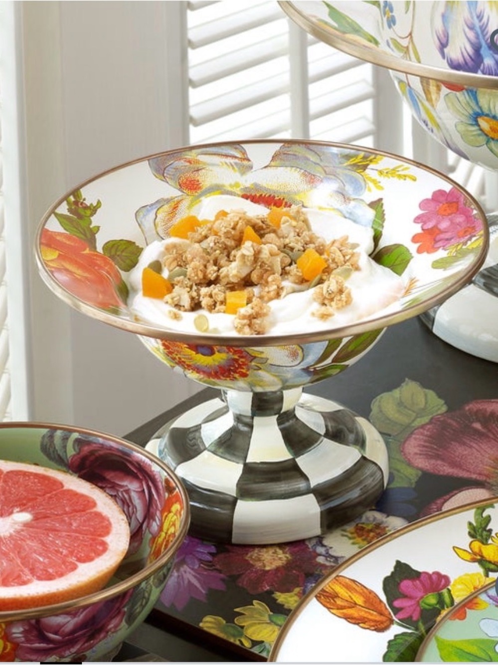 MacKenzie Childs Flower Market Large Compote Bowl - Picture 4 of 5